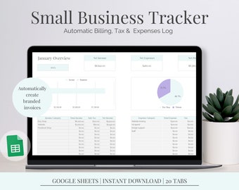 Seguimiento de impuestos y registro de facturación para pequeñas empresas/libro de caja/hoja de costos/hoja de registro de ventas y pagos de Google/gráfico y seguimiento de ingresos comerciales