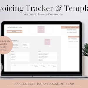 Invoice Tracker & Template Google Sheets | Automatic Invoicing Tool | Invoicing Spreadsheet | Small Business Spreadsheet | Invoice Template