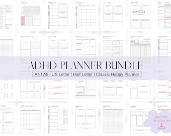 Printable ADHD Planner Bundle, Life Organization (Digital Download)