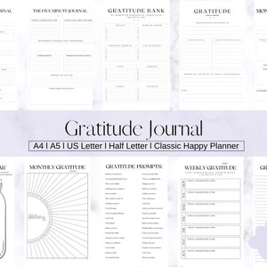 AFDRUKBARE DANKBAARHEIDSJOURNAAL, Mental Health Bundle, Self Care Journal, Mindfulness, Inspiration, A4, A5, Letter & Half Sizes