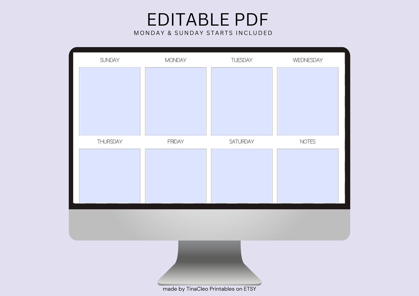 WEEKLY PLANNER PRINTABLE Landscape, Minimalist Weekly Schedule, Week at ...