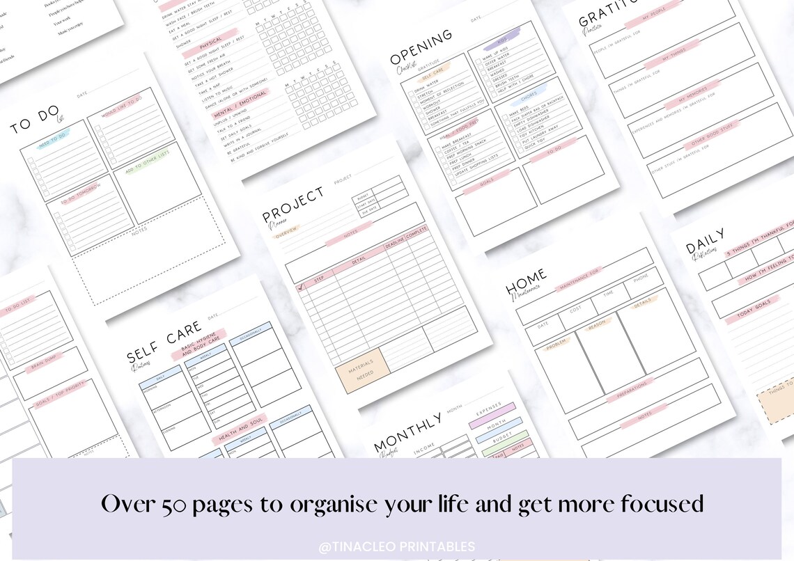 PRINTABLE ADHD PLANNER, Organisation Planner, Life Focus Journal, Self ...