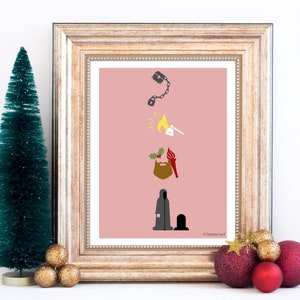 A Christmas Carol Inspired Printable Wall Art | Charles Dickens Instant Digital Download | Unique Minimalist Christmas Decor | Four Spirits