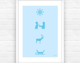 Frozen Minimalist Art Print: Snowflake, Sisters, Reindeer (Digital Download)