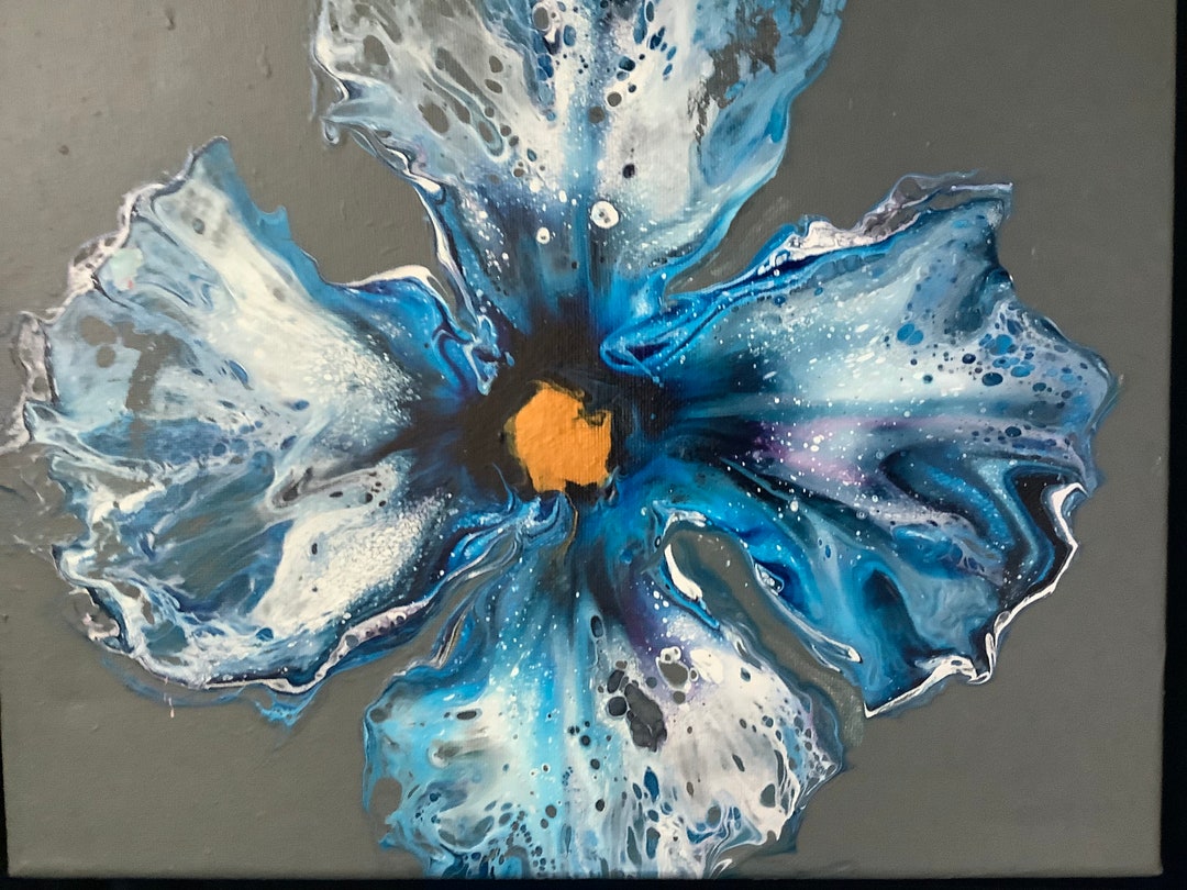 Blue Hydrangea Acrylic Bloom Large Acrylic Block