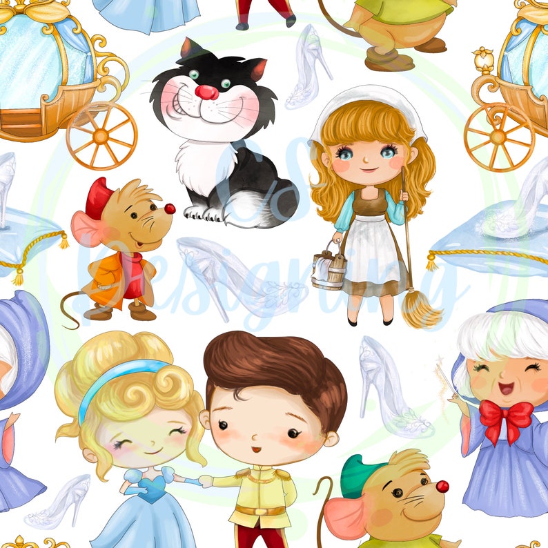 Cinderella Digital Paper,seamless Pattern,princess Seamless,princess ...