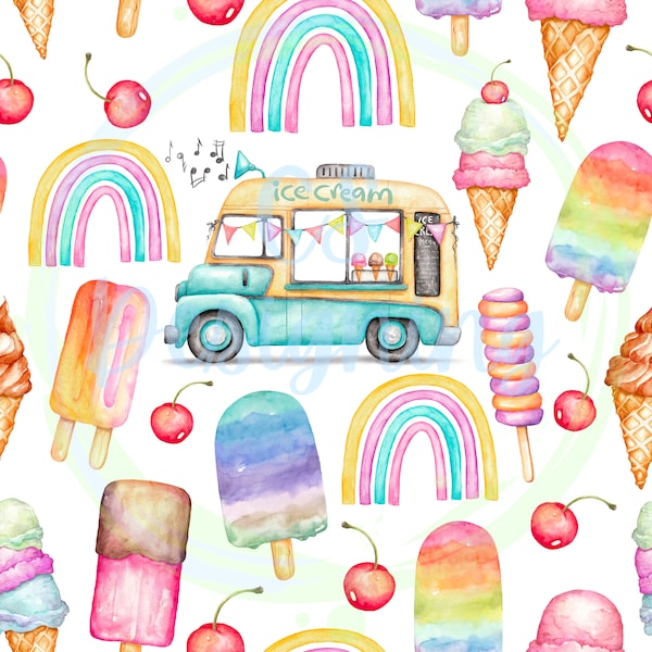 Ice cream pattern,ice scream scoop,Seamless pattern,retro seamless pattern,ice scream scoop,summer digital pattern,rainbow baby,popsicle,art