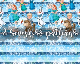 Papel digital congelado, Elsa, Patrón sin costuras de Elsa, Patrón sin costuras, Reino mágico sin costuras, tela congelada, Olaf sin costuras, sin costuras congeladas, Congelado