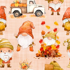 Fall gnomes seamless,Seamless Pattern,Digital Paper,Digital,Paper,Seamless,Background,Design,Watercolor,Clipart,Printable,Print,Pattern,fall