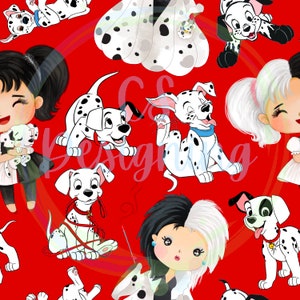 Cruella seamless,101 Dalmatians,cruella digital paper,Seamless Pattern,Digital Paper,Digital,Paper,Seamless,Design,Clipart,Printable,Pattern