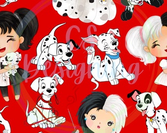 Cruella seamless,101 Dalmatians,cruella digital paper,Seamless Pattern,Digital Paper,Digital,Paper,Seamless,Design,Clipart,Printable,Pattern