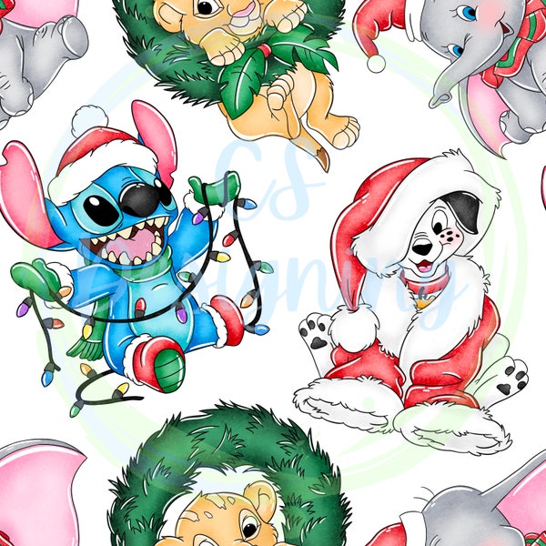 Christmas animals,Christmas seamless,Christmas Digital,Christmas,Seamless pattern,Magic kingdom seamless,stitch Christmas,animal Christmas