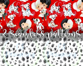Cruella seamless,101 Dalmatians,cruella digital paper,Seamless Pattern,Digital Paper,Digital,Paper,Seamless,Design,Clipart,Printable,Pattern