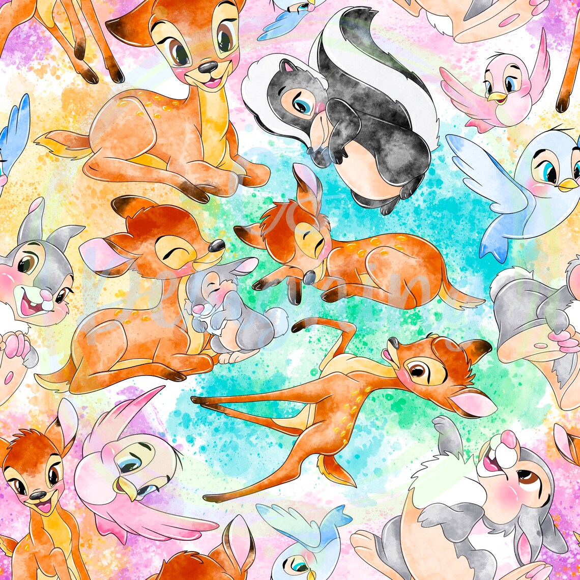 Bambi Seamless File,deer Seamless,bambi,seamless Pattern,digital Paper ...