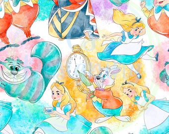 Alice im Wunderland Seamless,Alice Seamless,Musterdesign,Digitales Papier,Digital,Nahtlos,Hintergrund,Design,printable,Muster,Wunderland