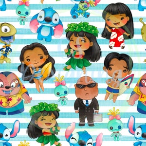 Modèle Lilo et stitch, Modèle sans couture, Papier numérique, Numérique, Papier, Sans couture, Arrière-plan, Conception, Aquarelle, Clipart, Imprimable, Imprimer, Modèle