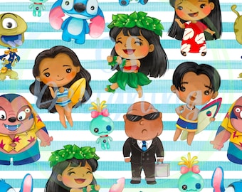 Lilo and stitch pattern,Seamless Pattern,Digital Paper,Digital,Paper,Seamless,Background,Design,Watercolor,Clipart,Printable,Print,Pattern