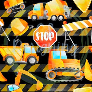 Construction seamless,Seamless Pattern,Digital Paper,Digital,Paper,Seamless,Background,Design,Watercolor,Clipart,construction pattern,trucks