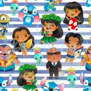 Modèle Lilo et stitch, Modèle sans couture, Papier numérique, Numérique, Papier, Sans couture, Arrière-plan, Conception, Aquarelle, Clipart, Imprimable, Imprimer, Modèle