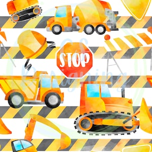 Construction seamless,Seamless Pattern,Digital Paper,Digital,Paper,Seamless,Background,Design,Watercolor,Clipart,construction pattern,trucks