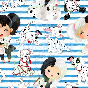 Cruella seamless,101 Dalmatians,cruella digital paper,Seamless Pattern,Digital Paper,Digital,Paper,Seamless,Design,Clipart,Printable,Pattern