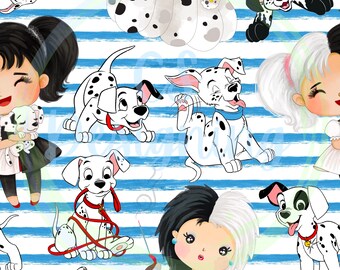 Cruella seamless,101 Dalmatians,cruella digital paper,Seamless Pattern,Digital Paper,Digital,Paper,Seamless,Design,Clipart,Printable,Pattern