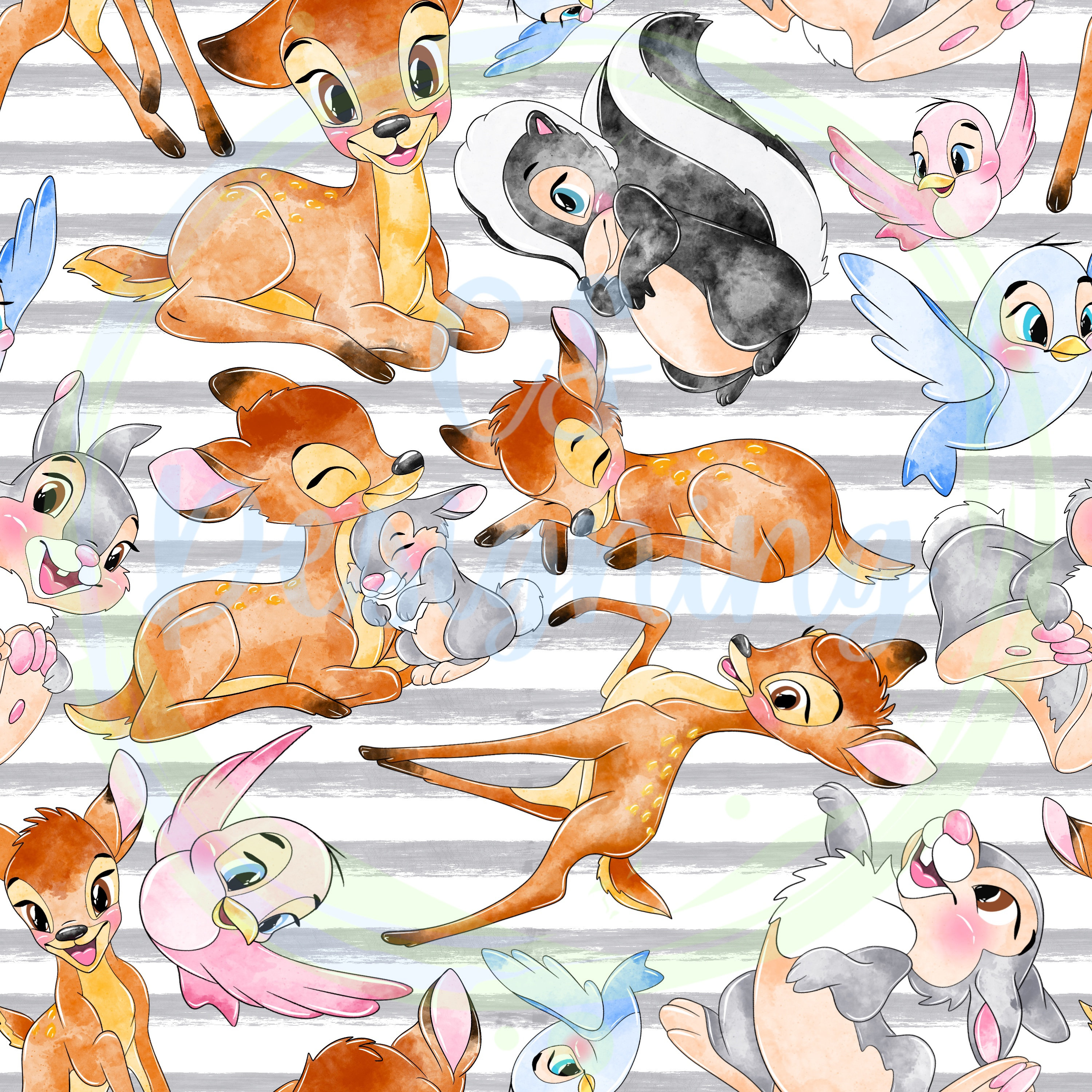 Bambi Seamless File,deer Seamless,bambi,seamless Pattern,digital Paper ...