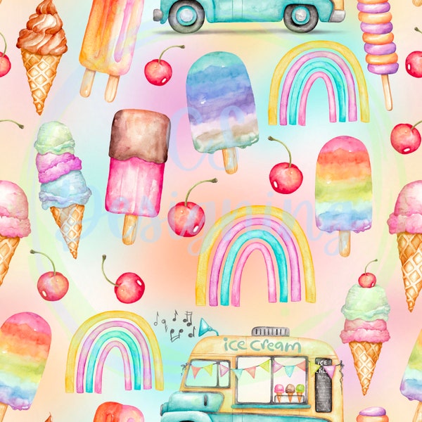 Ice cream pattern,ice scream scoop,Seamless pattern,retro seamless pattern,ice scream scoop,summer digital pattern,rainbow baby,popsicle,art