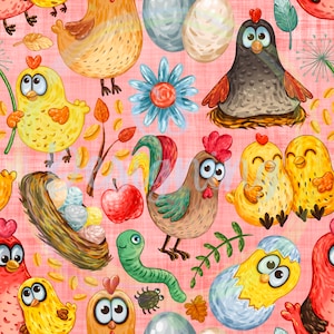Chicken seamless file,chicken digital paper,chicken digital download,scrapbook paper,wall art,seamless wallpaper,chicken fabric,chicken file