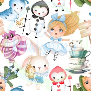 Alice in wonderland seamless,alice seamless,Seamless Pattern,Digital Paper,Digital,Seamless,Background,Design,Printable,Pattern,wonderland