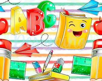 Regreso a la escuela sin problemas, Escuela sin problemas, Patrón sin costuras, Papel digital, Digital, Sin costura, Fondo, Diseño, Papel, Imprimir, escuela digital, escuela