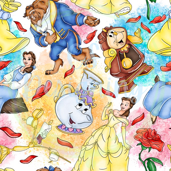 Beauty and the beast,Princess seamless Pattern,Seamless Pattern,Digital Paper,Digital,Paper,Seamless,Design,Clipart,Printable,Pattern,belle