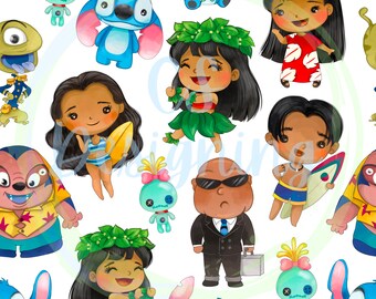 Lilo and stitch pattern,Seamless Pattern,Digital Paper,Digital,Paper,Seamless,Background,Design,Watercolor,Clipart,Printable,Print,Pattern