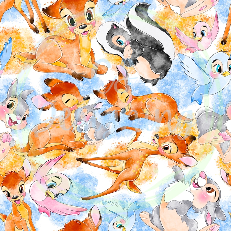 Disney Bambi Rabbit Pattern Bambi Seamless File,deer Seamless,bambi,seamless Pattern,digital Paper ...