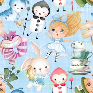 Alice in wonderland seamless,alice seamless,Seamless Pattern,Digital Paper,Digital,Seamless,Background,Design,Printable,Pattern,wonderland