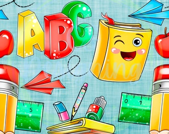 Regreso a la escuela sin problemas, Escuela sin problemas, Patrón sin costuras, Papel digital, Digital, Sin costura, Fondo, Diseño, Papel, Imprimir, escuela digital, escuela