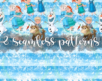 Papel digital congelado, Elsa, Patrón sin costuras de Elsa, Patrón sin costuras, Reino mágico sin costuras, tela congelada, Olaf sin costuras, sin costuras congeladas, Congelado