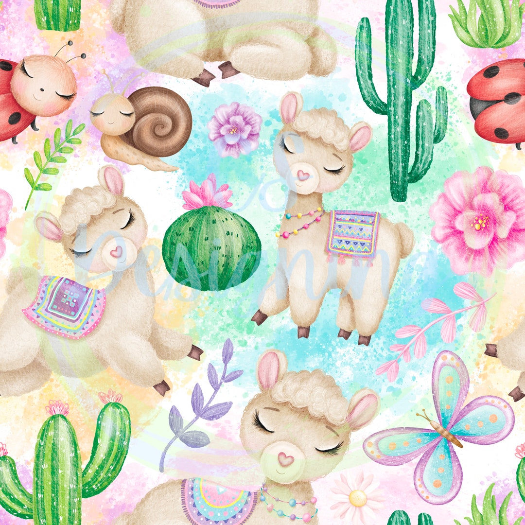 Llama Pattern Background Llama Seamless Digital File,seamless Pattern,digital Paper,digital ...