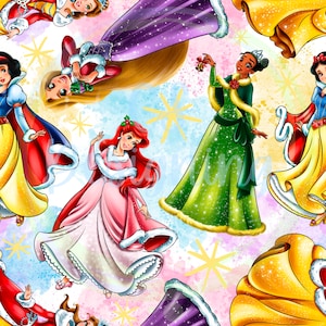 Princess Christmas,Christmas seamless,Christmas Digital,Christmas,Seamless pattern,mouse digital paper,ariel Christmas,seamless,princess