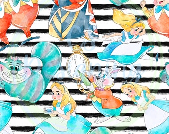 Alice im Wunderland Seamless,Alice Seamless,Musterdesign,Digitales Papier,Digital,Nahtlos,Hintergrund,Design,printable,Muster,Wunderland