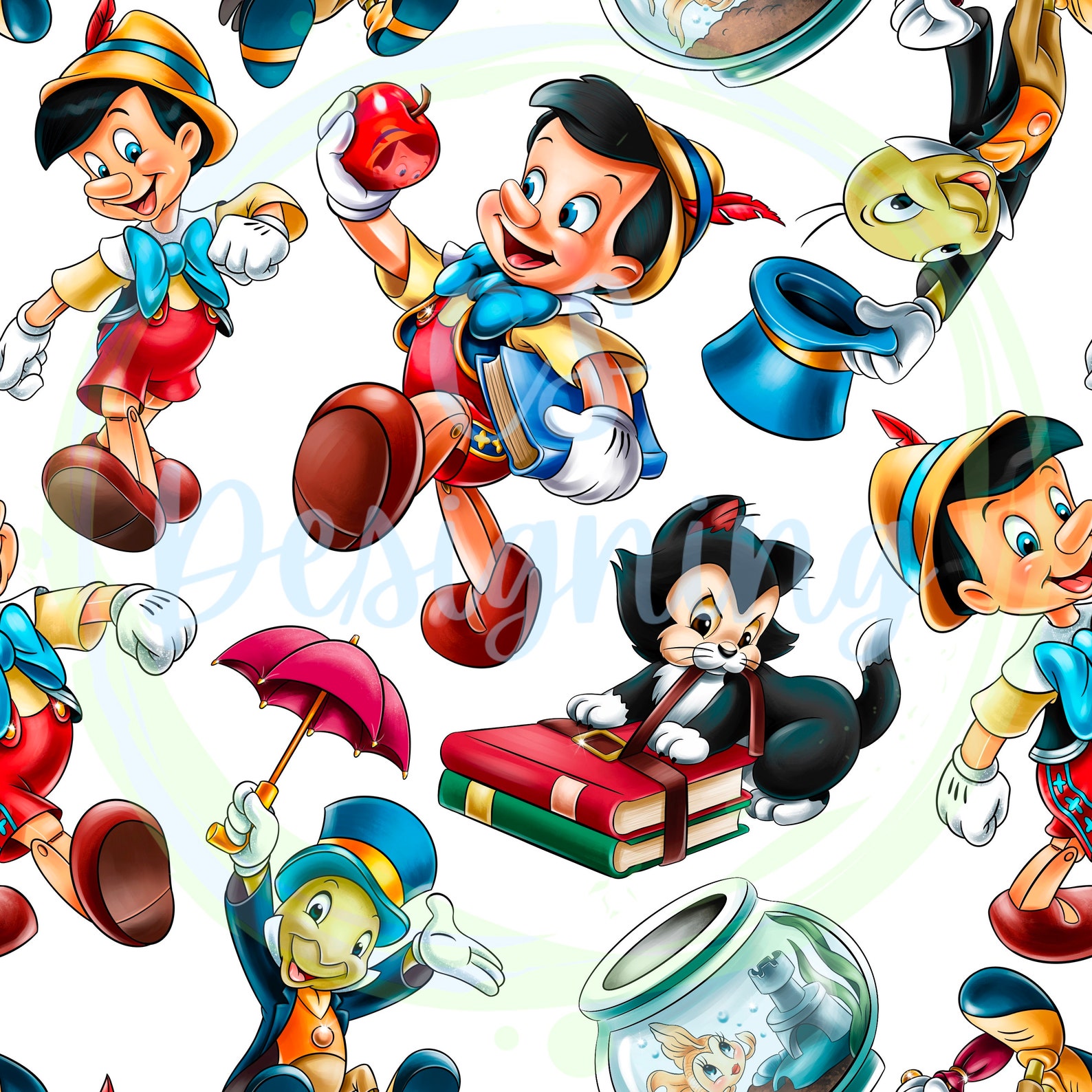 Pinocchio Puppet Pattern Pinocchio Seamless,seamless Pattern,digital Paper,digital,paper ...