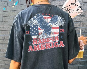 Comfort Colors Distressed American Eagle T-shirt - Retro USA 1776