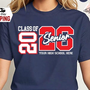 Benutzerdefiniertes Class of 2026 Shirt: Senior High School Abschluss-T-Shirt