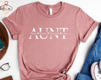 Camiseta personalizada para tía, regalo personalizado para el Día de la Madre