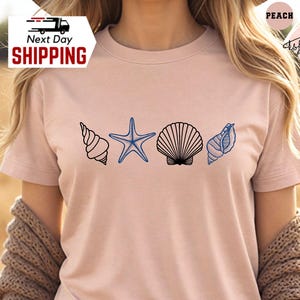 Seashell Beach T-Shirt, Aesthetic Summer Shell Tee, Ocean Lover Shirt, Coastal Shirt, Cute Beach Graphic Tee, Sea Shell Gift For Her