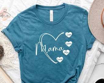 T-shirt maman personnalisé avec prénoms : cadeau maman personnalisé