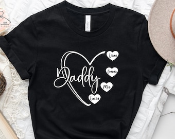 Camiseta personalizada para papá con nombres de niños, regalo personalizado