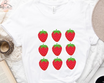 Strawberries Shirt, Strawberry Tee, Berry Shirt, Fruit Shirt, Summer T-Shirt, Strawberry Lover Gift, Plant Lady Shirt, Cottagecore Shirt