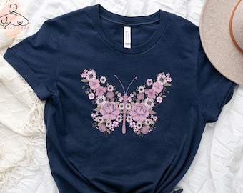 Floral Butterfly T-Shirt: Nature Lover Gift
