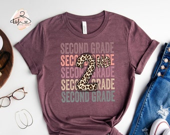 Second Grade Teacher T-Shirt: Leopard Print 2nd Grade Tee